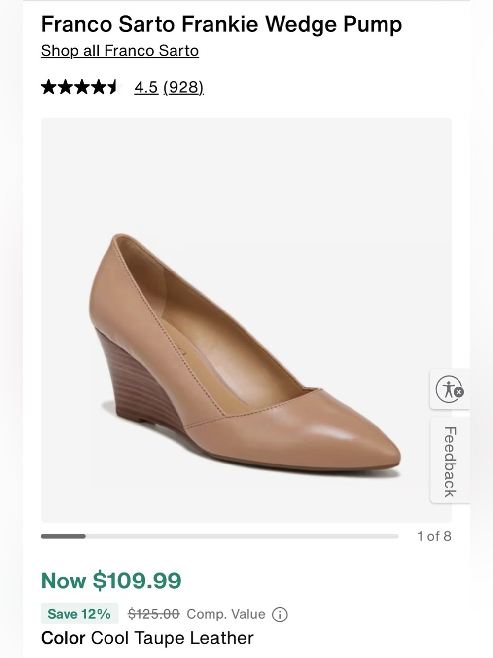 Franco Sarto Frankie Wedge Pump in Cool Taupe Leather